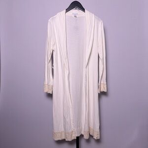 Eberjey Women's 100% Cotton Robe w/ Lace Trim Ivory Size S/M Loungewear (As Is)